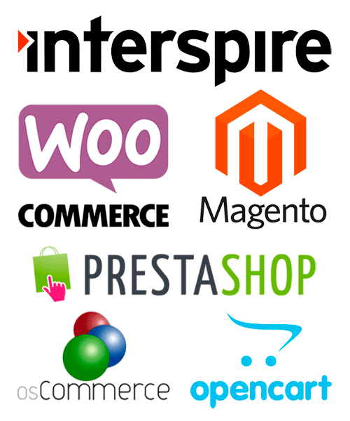 WooCommerce, Interspire, Magento, Prestashop, osCommerce, OpenCart, ...