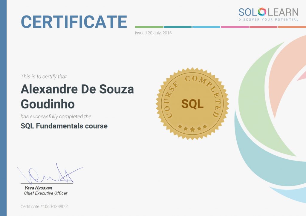 Certificate´s Solo Learn – Blog do Alexandre Goya